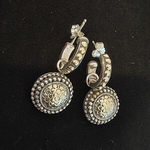 JOHN HARDY Elegant Silver  & Gold Dangle Earrings 18k